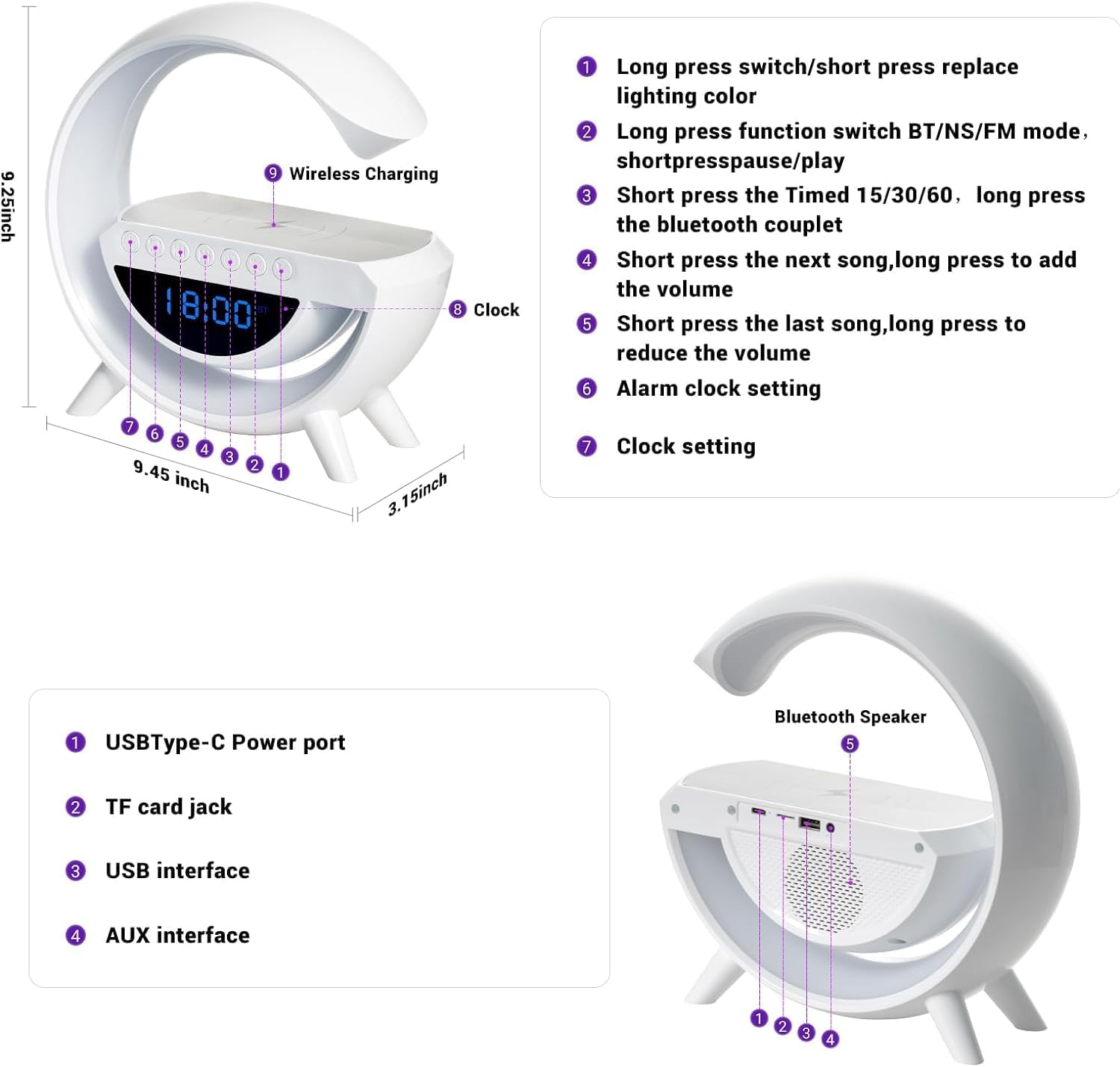 Multi - function Desktop Bluetooth Speaker - Wasina