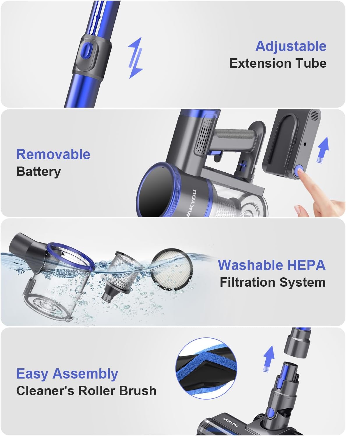 VAKYOU Cordless Vacuum Cleaner - Wasina
