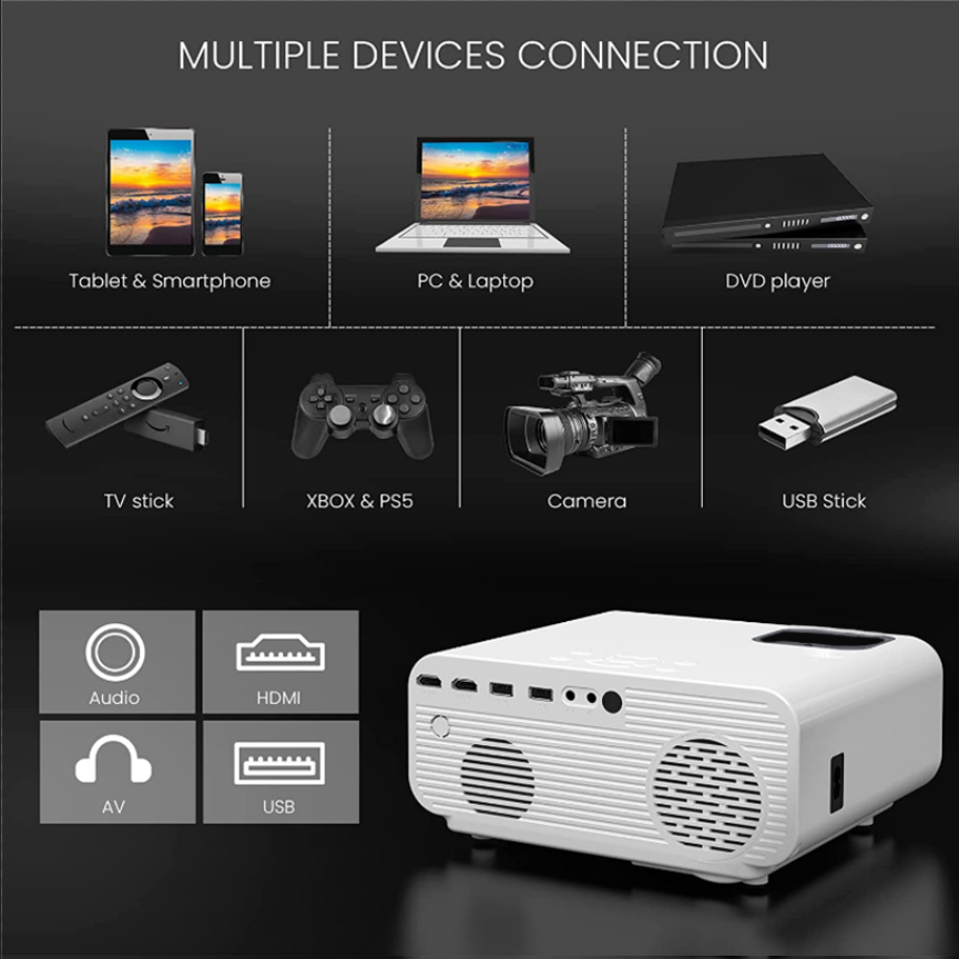 F2 Mini Portable Projector - Full HD 1080p Home Theater